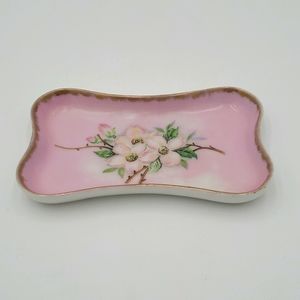 Delicate Pink Floral Ceramic Trinket Tray